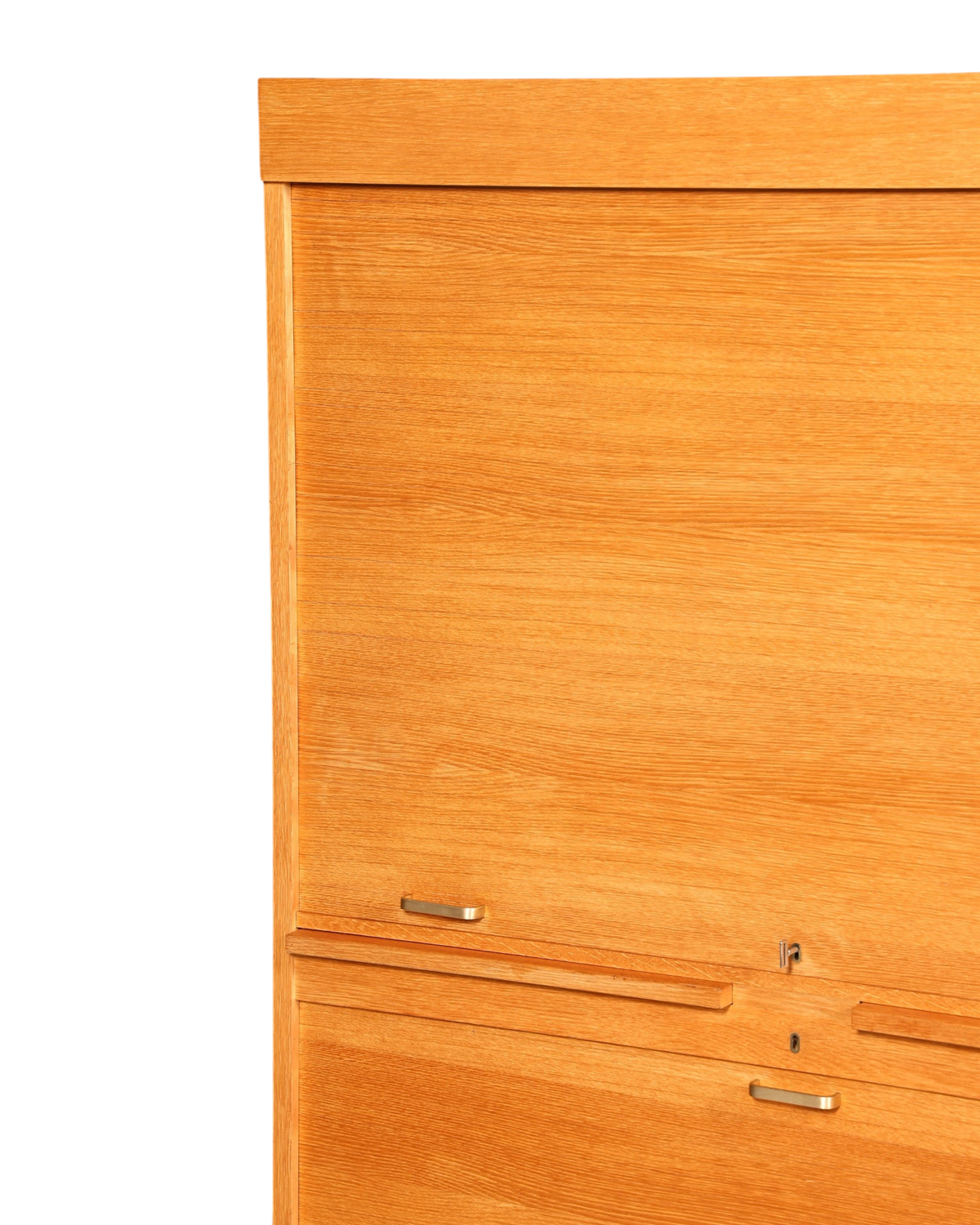 Hauptstadt Möblerei Rollladenschrank aus massivem hellem Holz im Bauhaus Stil mit Rollladenverschluss und Schloss