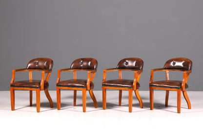 Wunderschöner Chesterfield Armlehnstuhl Braun Echt Leder Englisch Bürostuhl Schreibtischstuhl Sekretär Stuhl Court Chair 4 von 4