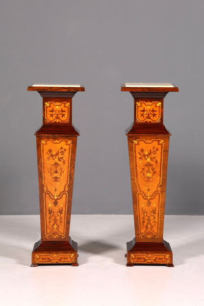 Edle Barock Säule Louis XV Blumensäule Antik Marmor Tisch Naturstein Intarsien Dekosäule