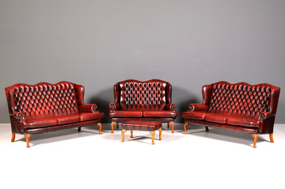 Edles Original Chesterfield Queen Anne Sofa 3er Sofa Englische Leder Couch Antik Designklassiker England UK