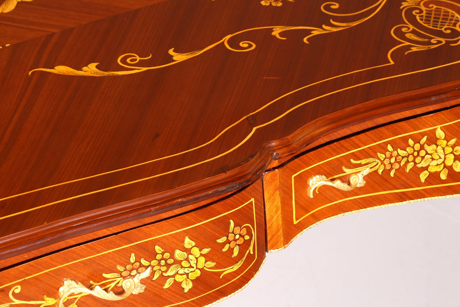 Magnificent XXL Louis XV style French desk, antique inlaid office table