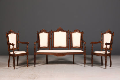 Élégante banquette néorenaissance, canapé ancien de l’époque Gründerzeit, banquette rembourrée, banquette de salon