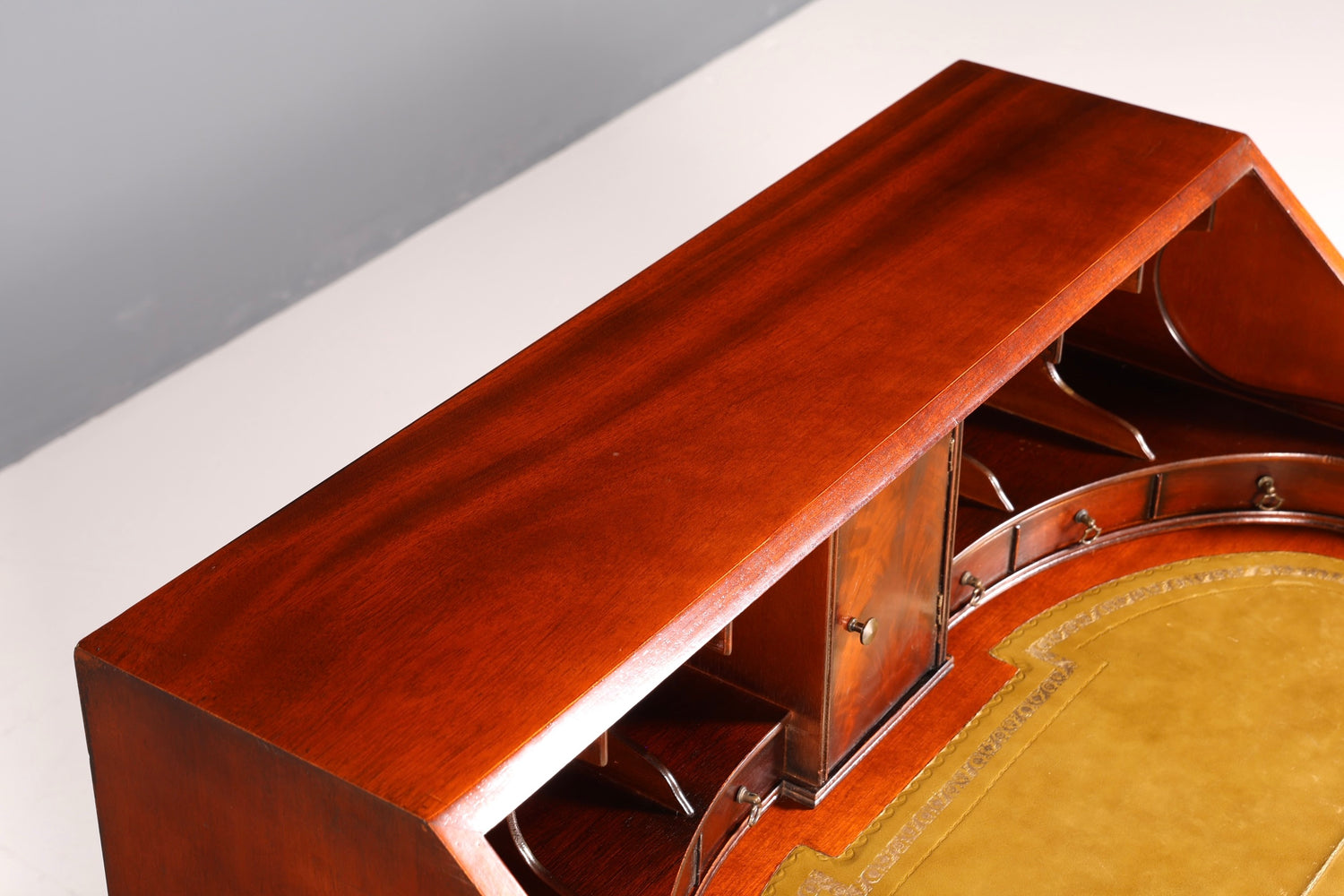 Magnifique secrétaire anglais, bureau, plateau en cuir véritable, table d&