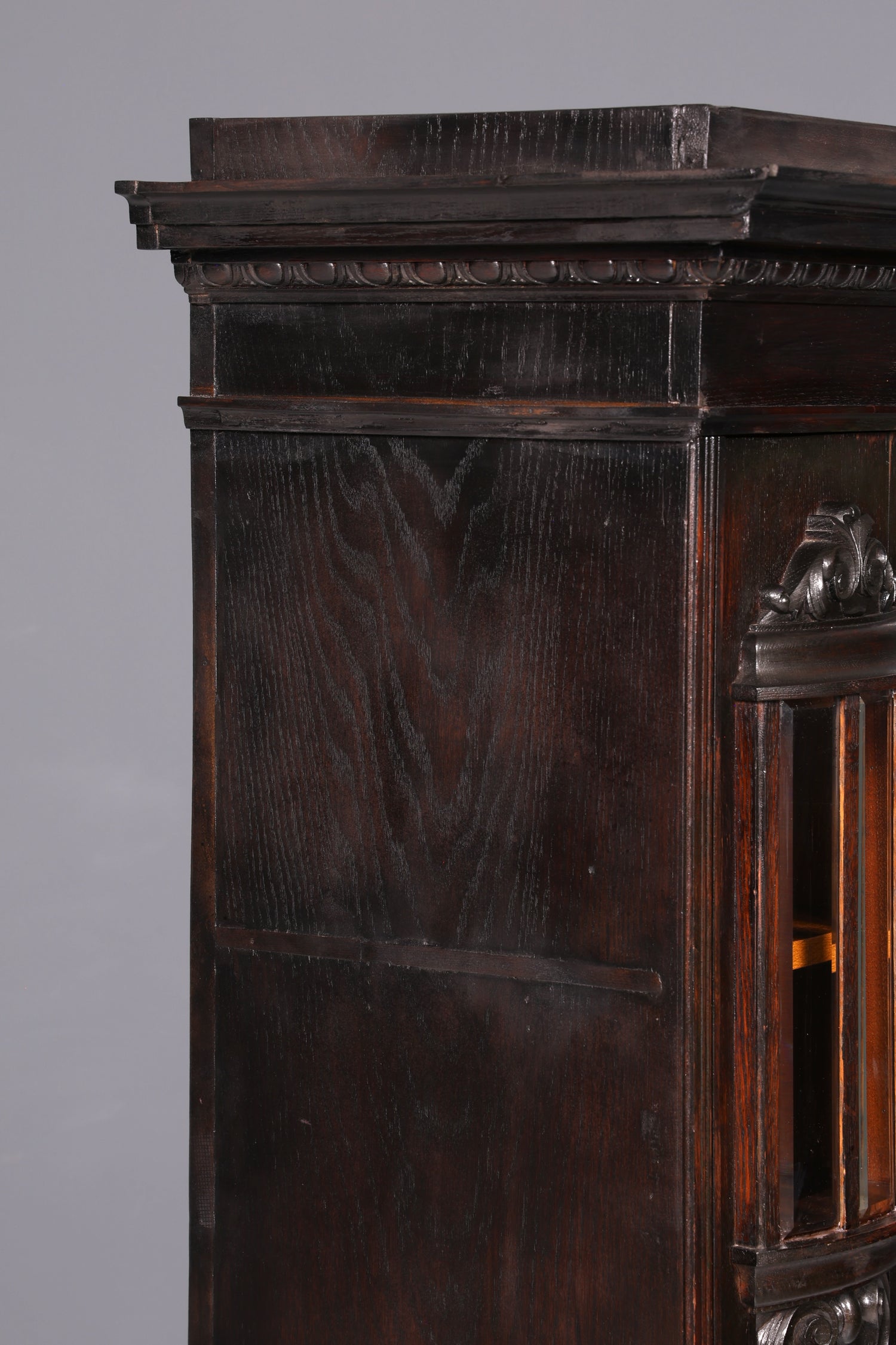 Magnifique vitrine Art nouveau en chêne, bibliothèque ancienne, vaisselier, vitrine, armoire ancienne, 2 sur 2