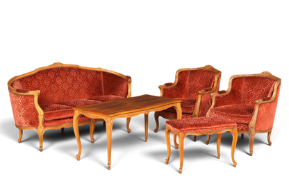 Edler Chippendale Armlehnsessel Barock Stil Sessel Samt Stoff Armchair Sessel 2 von 2
