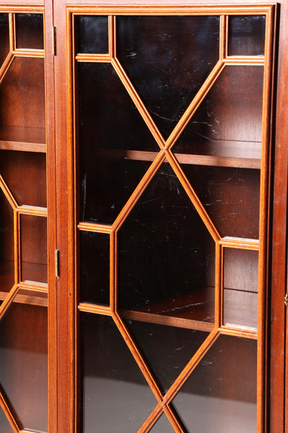 Impressionnante vitrine anglaise, bibliothèque, armoire à livres, vitrine en verre, buffet, armoire en bois véritable, antique et vintage