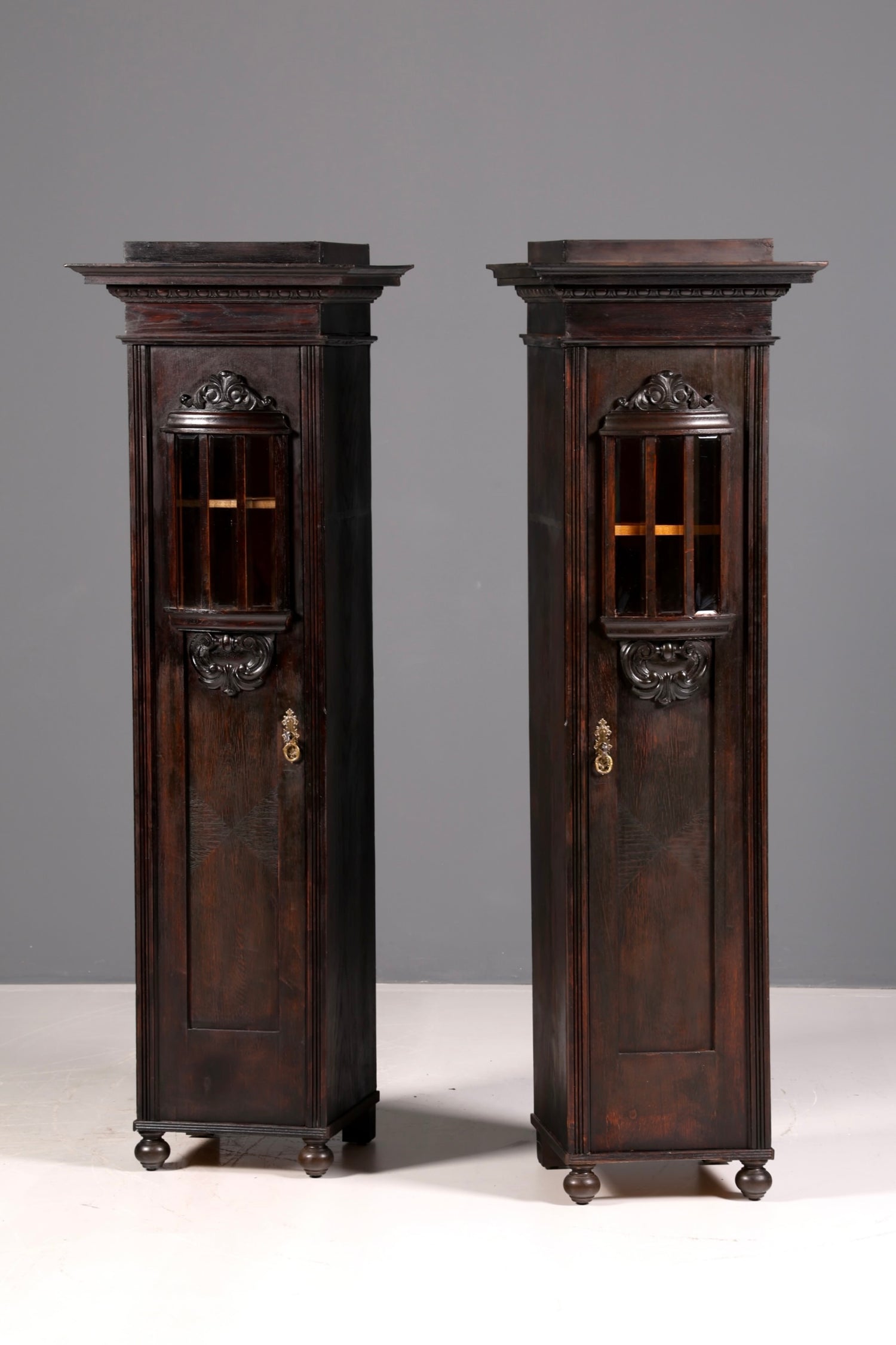Magnifique vitrine Art nouveau en chêne, bibliothèque ancienne, vaisselier, vitrine, armoire ancienne, 2 sur 2