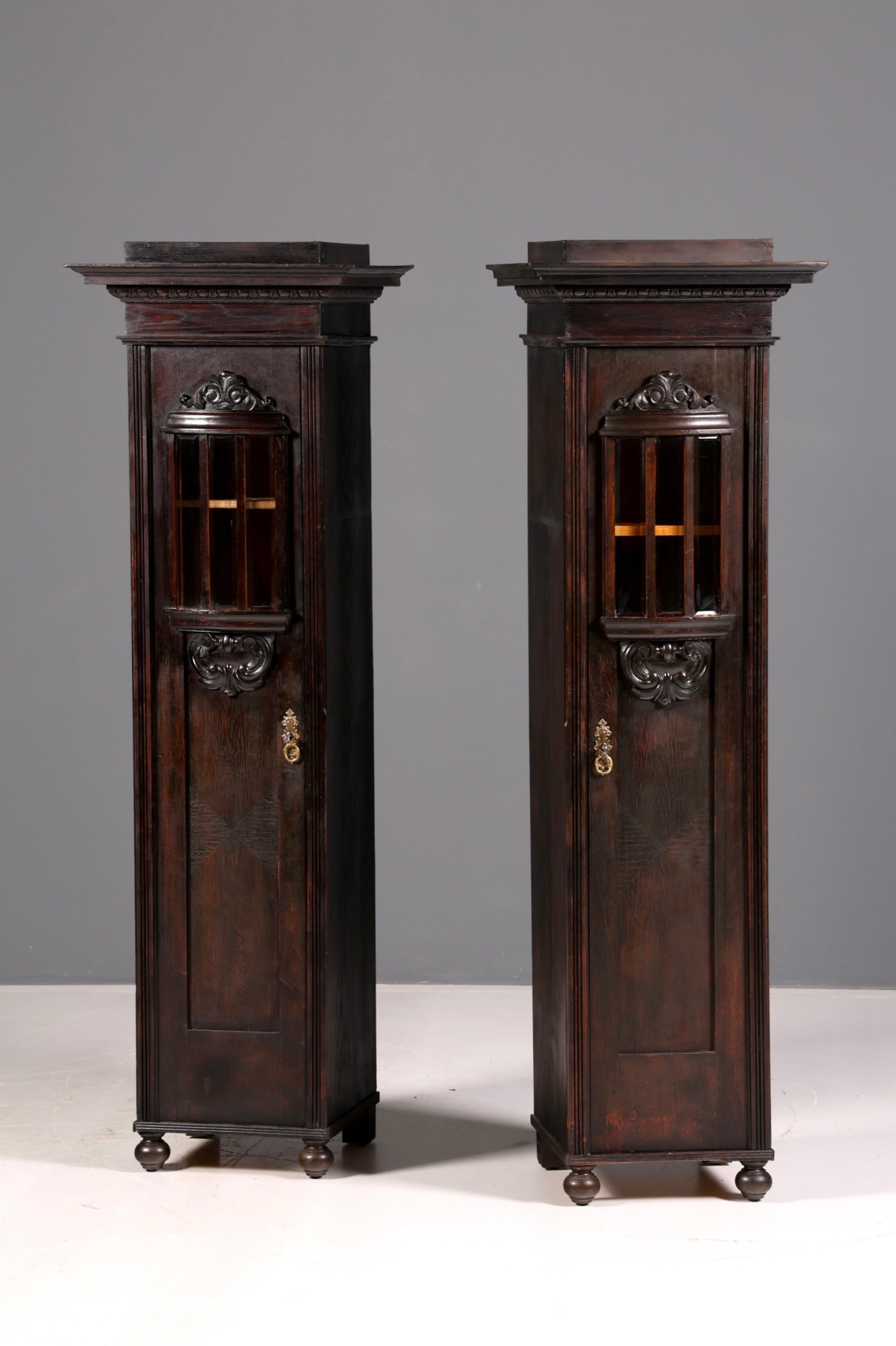 Magnifique vitrine Art nouveau en chêne, bibliothèque ancienne, vaisselier, vitrine, armoire ancienne, 2 sur 2