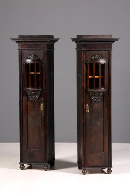 Magnifique vitrine Art nouveau en chêne, bibliothèque ancienne, vaisselier, vitrine, armoire ancienne, 2 sur 2