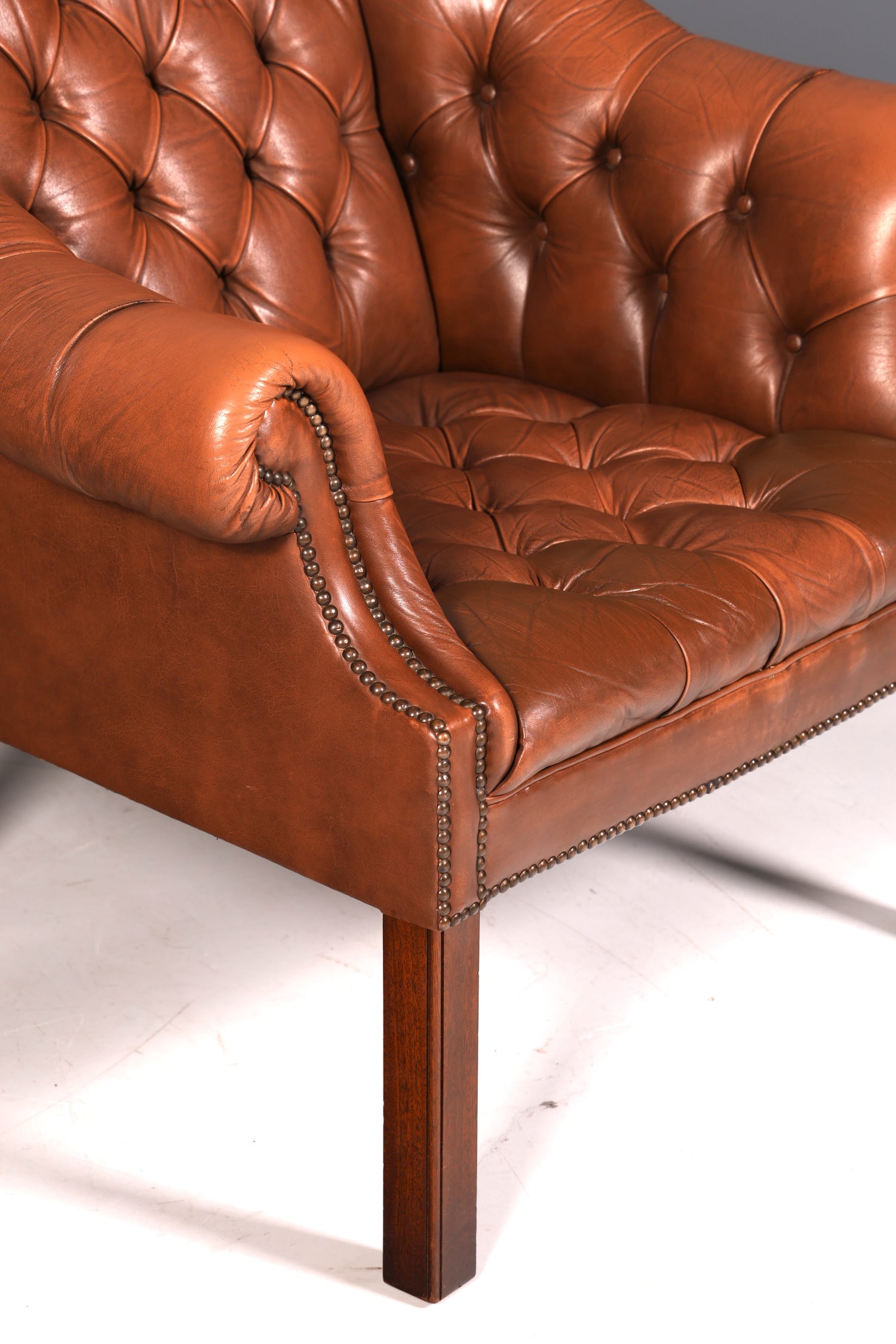 Fauteuil Chesterfield élégant fauteuil club en cuir véritable marron fauteuil anglais à accoudoirs fauteuil en cuir
