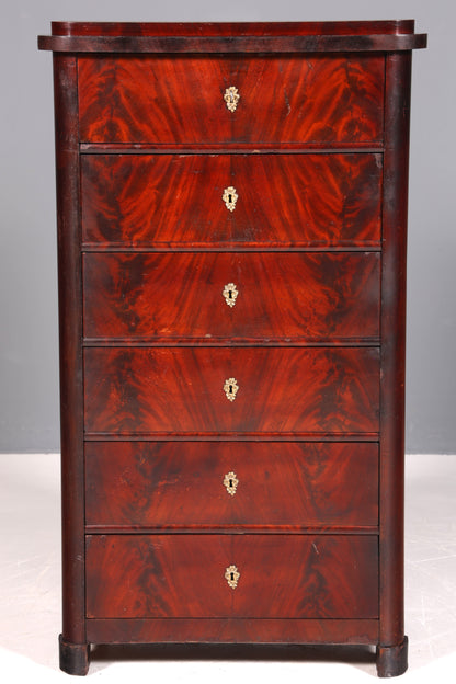 Beau chiffonnier Louis Philippe vers 1880, cabinet vertiko Gründerzeit (fin XIXème siècle), Semainier