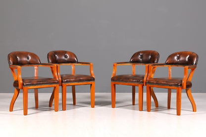 Wunderschöner Chesterfield Armlehnstuhl Braun Echt Leder Englisch Bürostuhl Schreibtischstuhl Sekretär Stuhl Court Chair 4 von 4