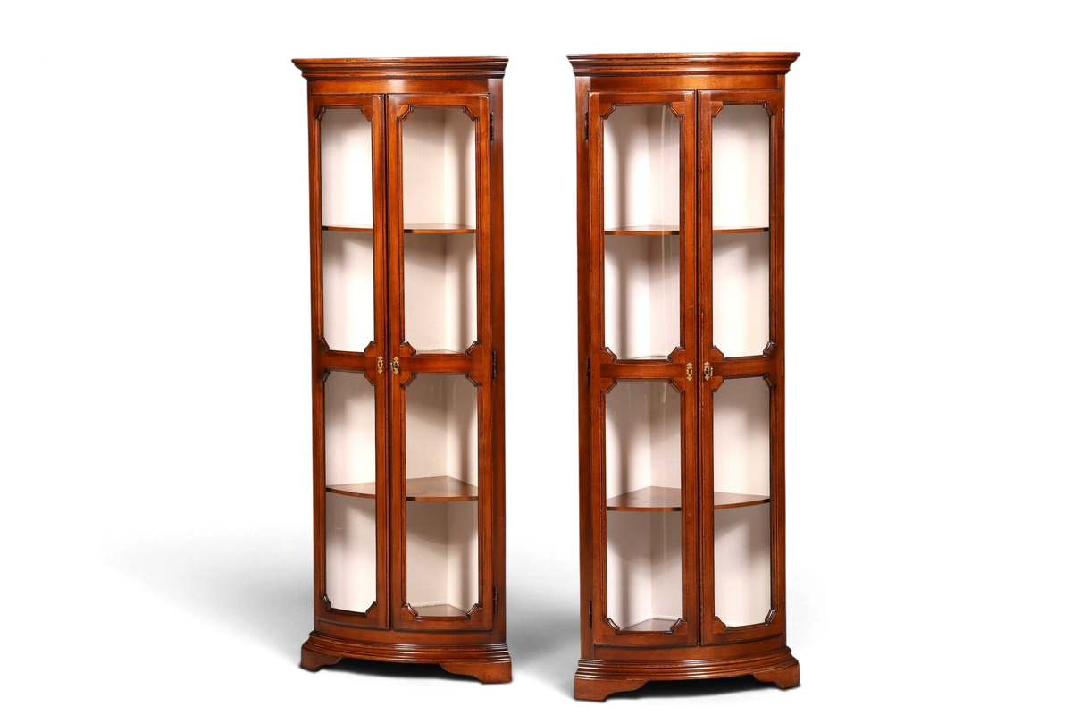 Edle Original Selva Eckvitrine Antik Stil Glasvitrine Schrank Geschirrschrank Eckregal