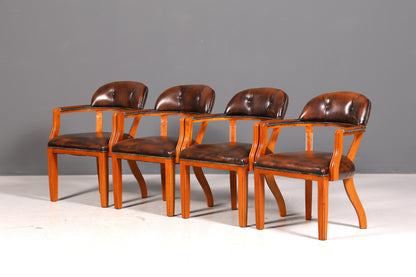 Wunderschöner Chesterfield Armlehnstuhl Braun Echt Leder Englisch Bürostuhl Schreibtischstuhl Sekretär Stuhl Court Chair 4 von 4
