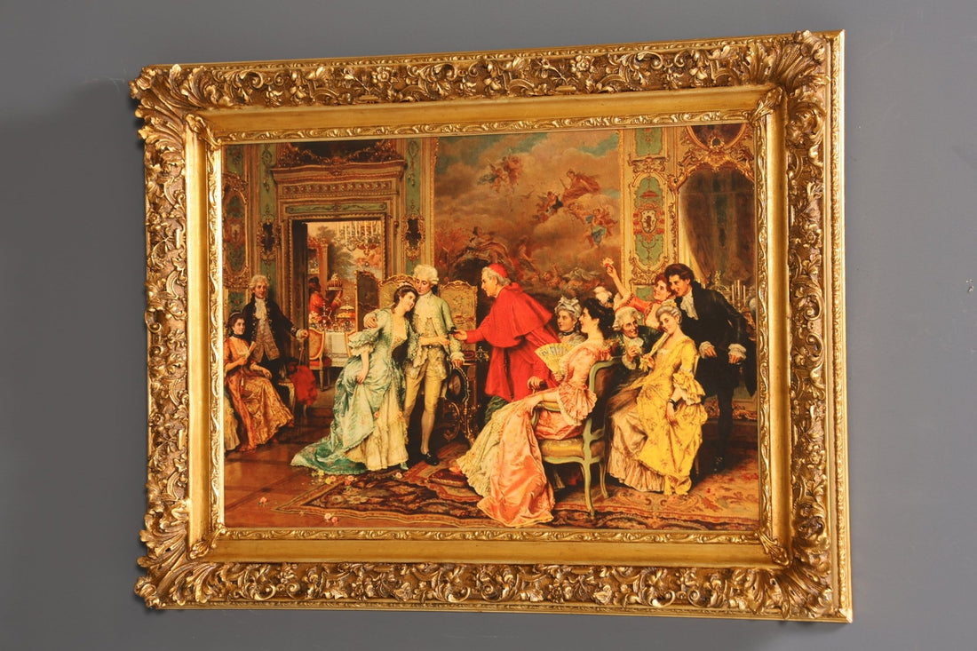 Prunkvolles Barock Stil Bild Ornamenten Wandbild Gold Kunstdruck Gemälde Wandkunst
