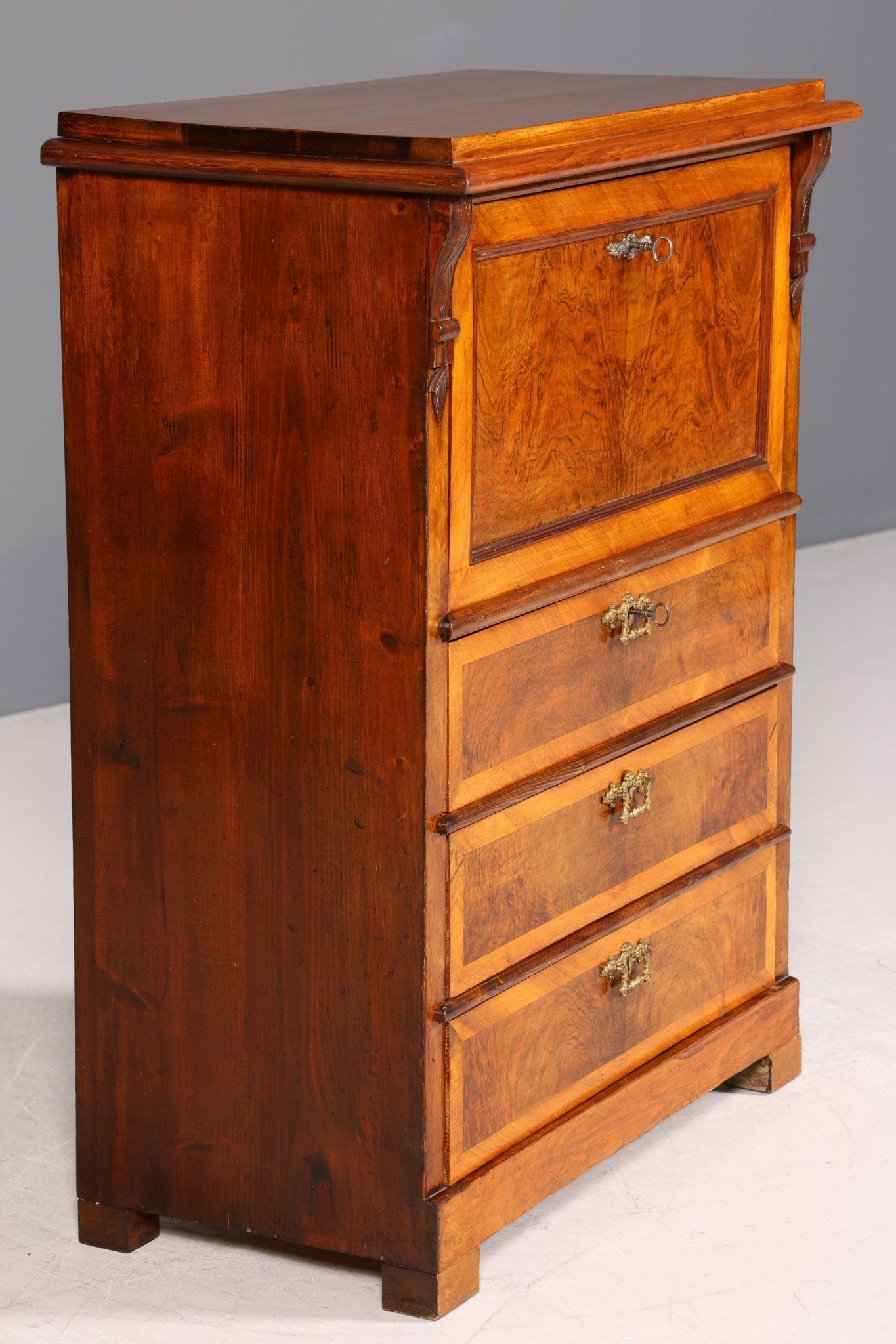 Stilvoller Gründerzeit Sekretär Vertiko Highboard Louis Philippe Kommode um 1880