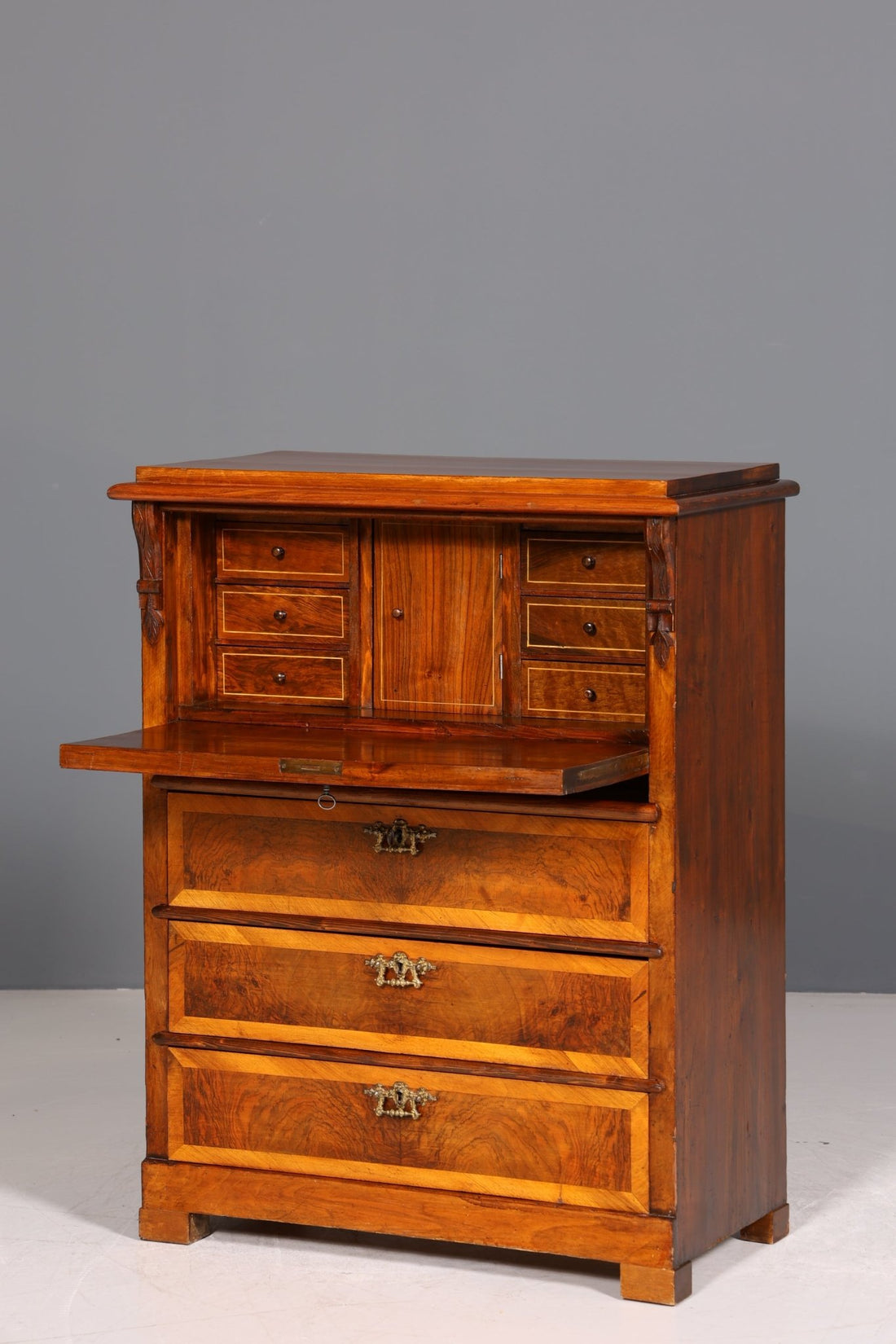 Stilvoller Gründerzeit Sekretär Vertiko Highboard Louis Philippe Kommode um 1880