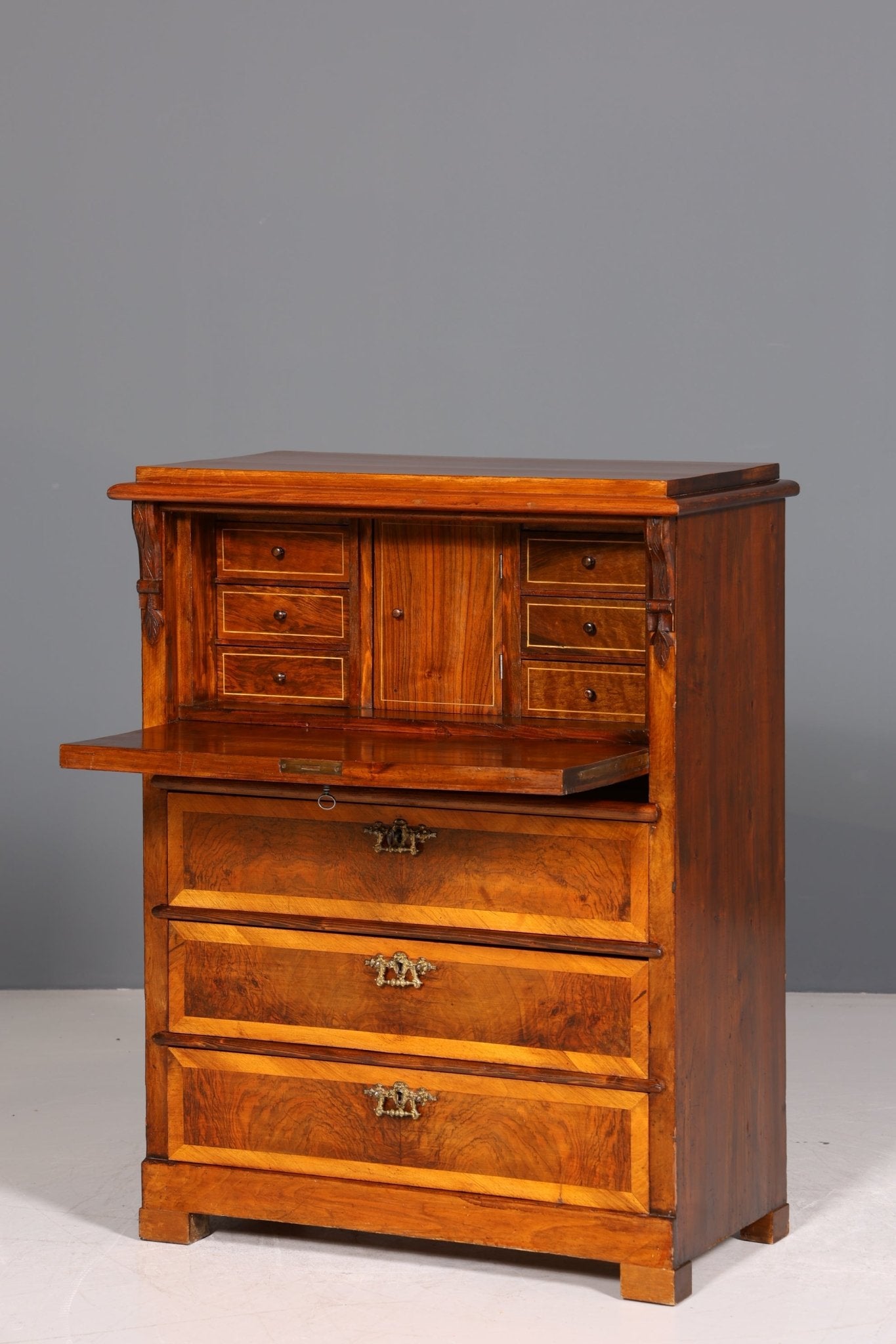 Stilvoller Gründerzeit Sekretär Vertiko Highboard Louis Philippe Kommode um 1880