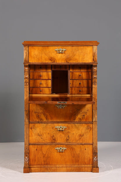 Stilvoller Gründerzeit Sekretär Vertiko Highboard Louis Philippe Kommode um 1880