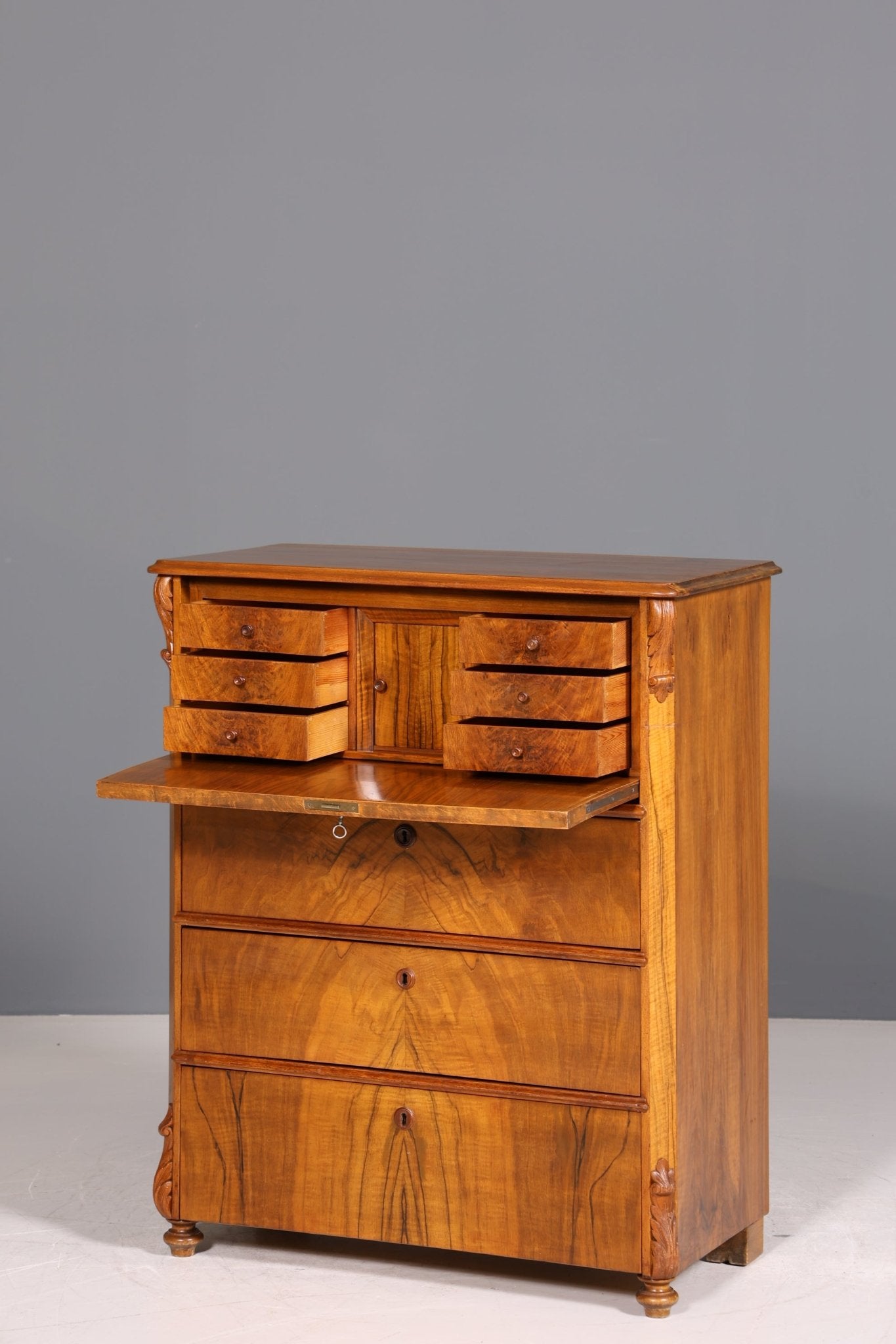 Stilvoller Louis Philippe Sekretär Biedermeier Vertiko Jugendstil Antik Kommode um 1880 Schreibkommode