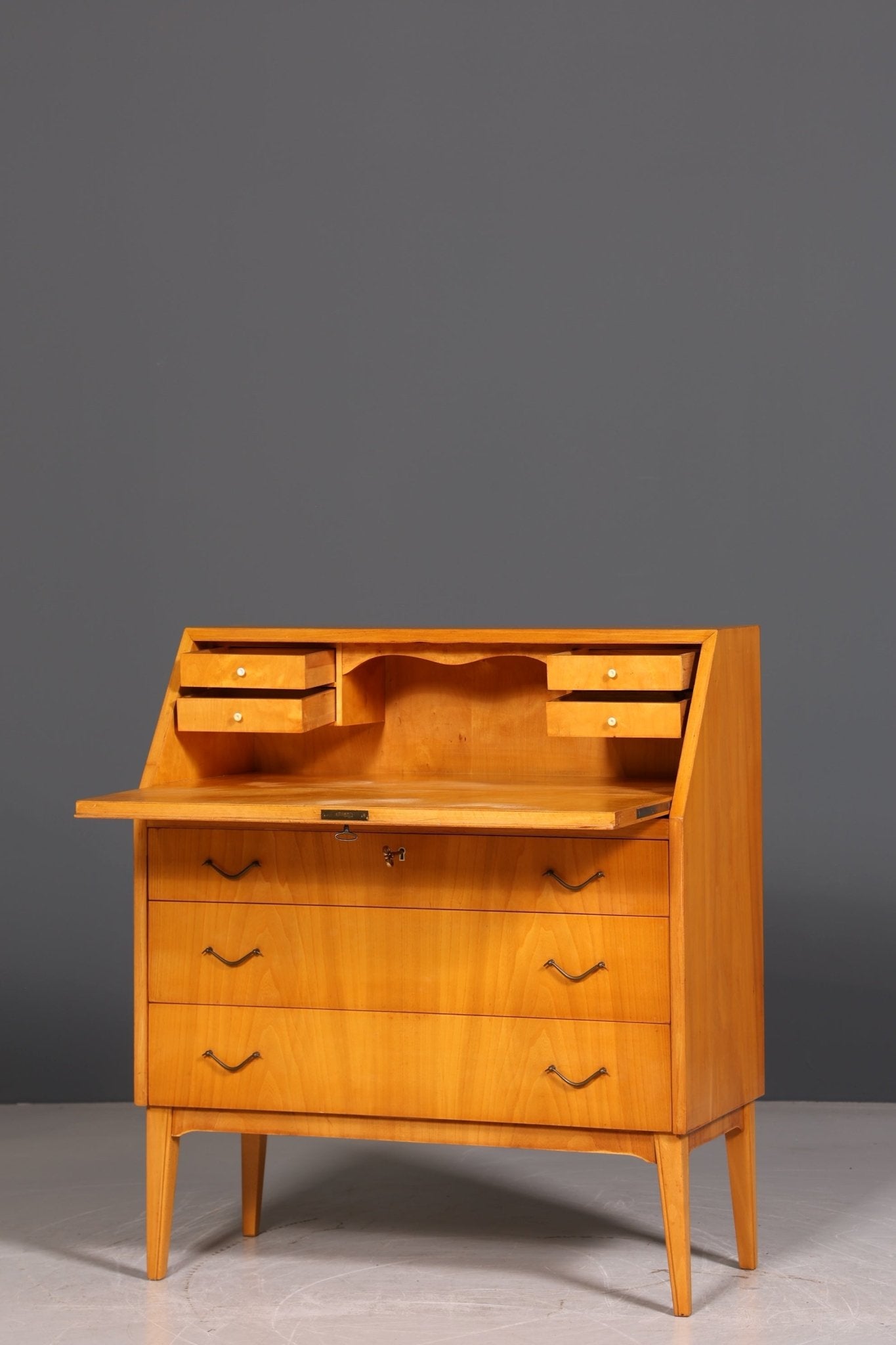 Stilvoller Mid Century Sekretär echt Holz Vintage Büro Schrank Schreibkommode 60er Jahre