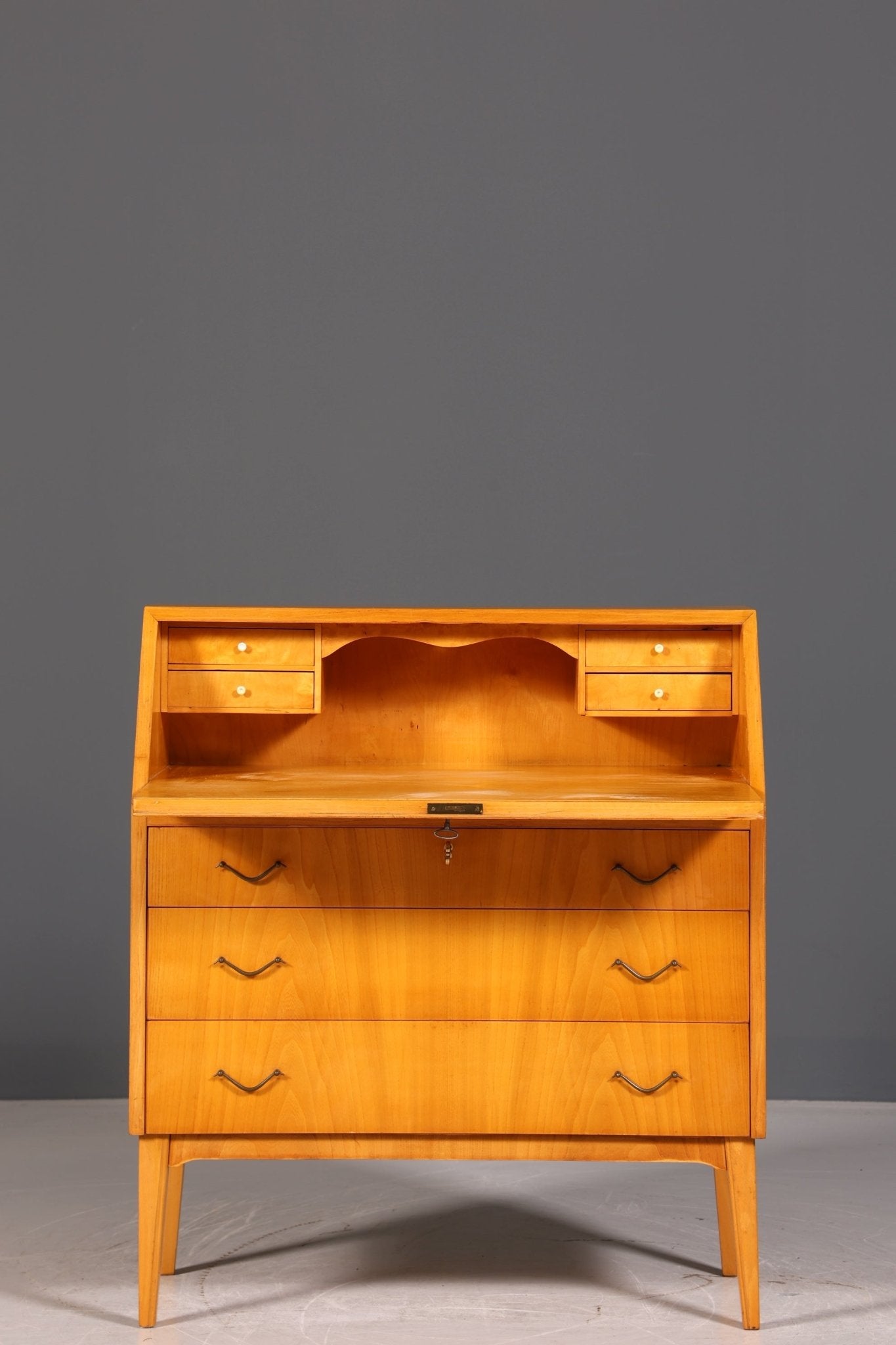 Stilvoller Mid Century Sekretär echt Holz Vintage Büro Schrank Schreibkommode 60er Jahre