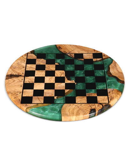 Stilvolles Handgefertigtes Epoxidharz Schachbrett Olivenbaum Epoxy Spielbrett Brettspiel